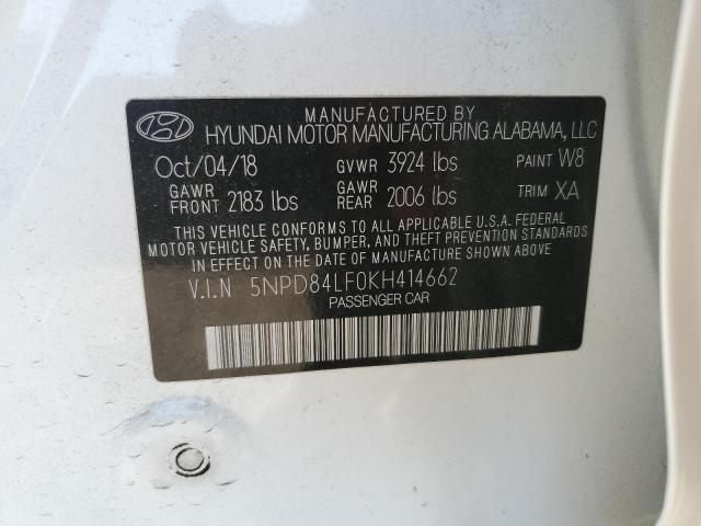2019 Hyundai Elantra მანქანა იყიდება აუქციონზე, vin: 5NPD84LF0KH414662, აუქციონის ნომერი: 91143015