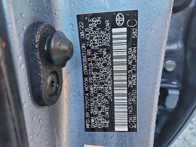 Aukcja sprzedaży 2022 Toyota Corolla Le, vin: JTDEAMDE3N3013640, numer aukcji: 94362875
