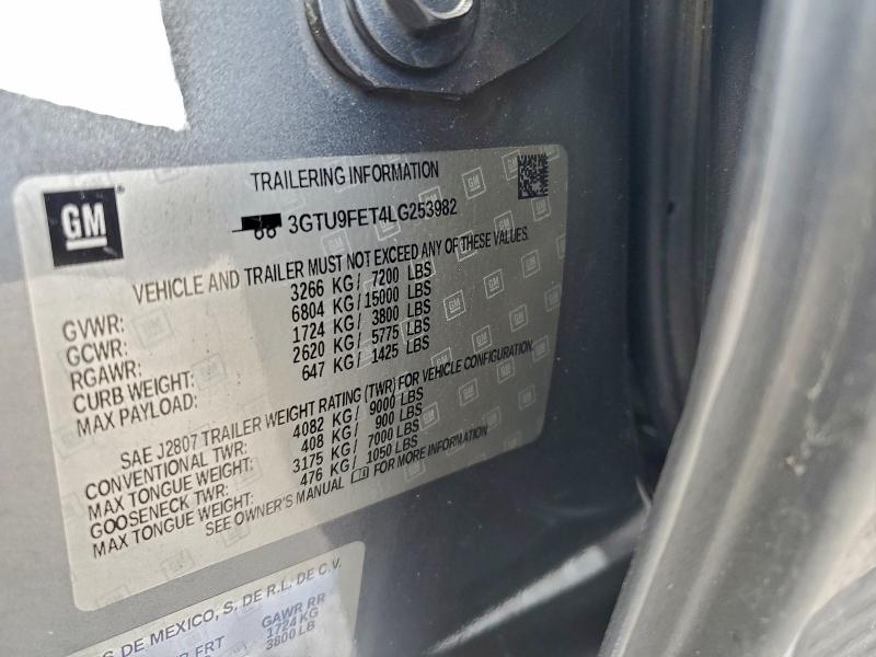 94188065 :رقم المزاد ، 3GTU9FET4LG253982 vin ، 2020 Gmc Sierra مزاد بيع