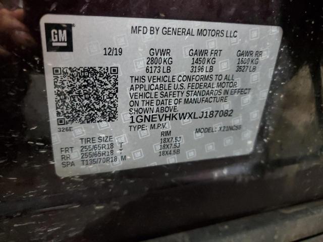 92299965 :رقم المزاد ، 1GNEVHKWXLJ187082 vin ، 2020 Chevrolet Traverse L مزاد بيع