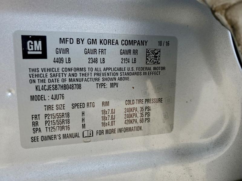 Aukcja sprzedaży 2017 Buick Encore, vin: KL4CJESB7HB048708, numer aukcji: 93899355