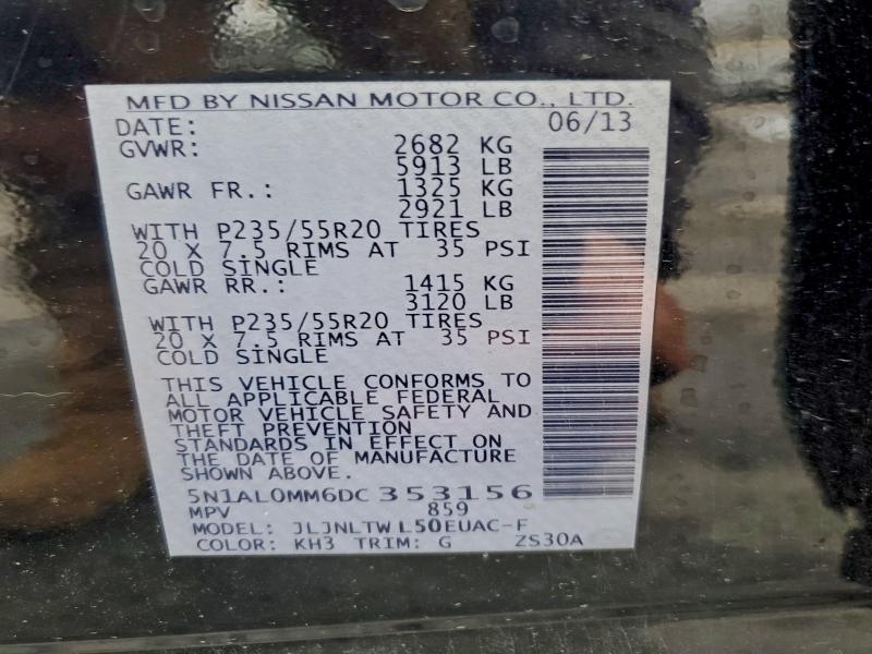Aukcja sprzedaży 2013 Infiniti Jx35, vin: 5N1AL0MM6DC353156, numer aukcji: 94052365