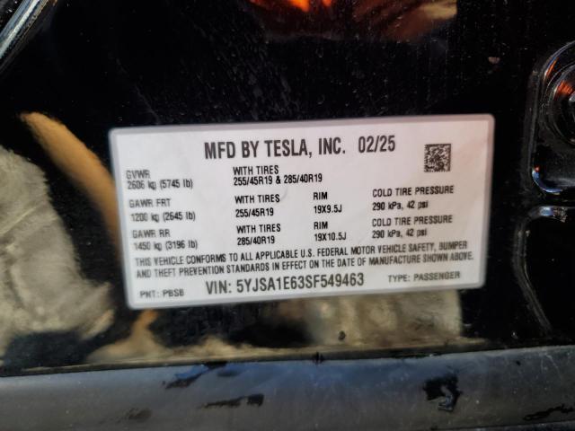 Продажа на аукционе авто 2025 Tesla Model S, vin: 5YJSA1E63SF549463, номер лота: 92434755