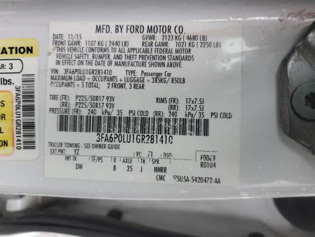 Продаж на аукціоні авто 2016 Ford Fusion, vin: 3FA6P0LU1GR281410, номер лоту: 93561375