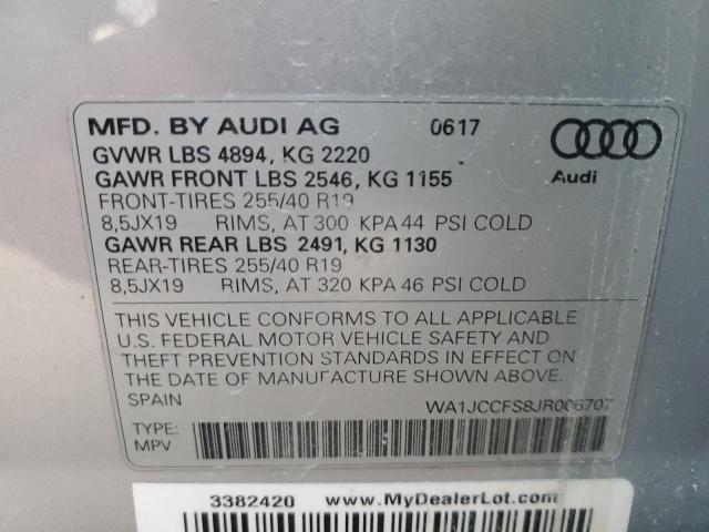 Продажа на аукционе авто 2018 Audi Q3 Premium, vin: WA1JCCFS8JR006707, номер лота: 92126265