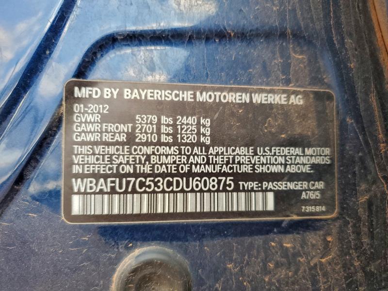 Продаж на аукціоні авто 2012 Bmw 535, vin: WBAFU7C53CDU60875, номер лоту: 93938445