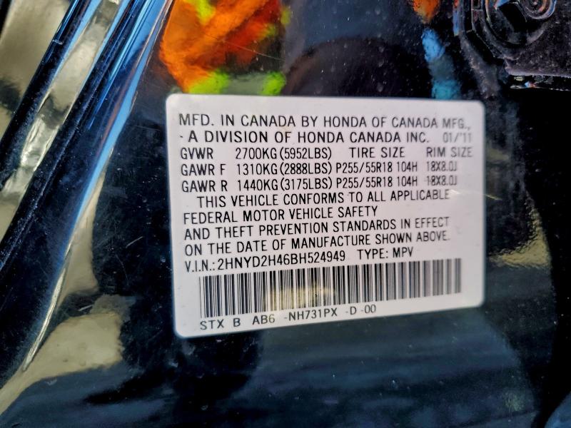 Продаж на аукціоні авто 2011 Acura Mdx, vin: 2HNYD2H46BH524949, номер лоту: 94376565