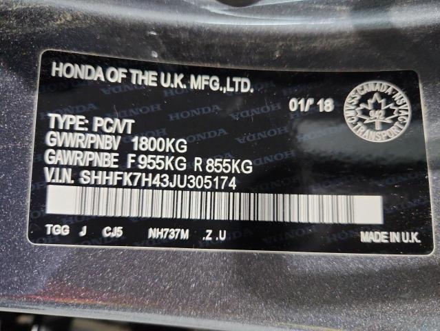 Aukcja sprzedaży 2018 Honda Civic Spor, vin: SHHFK7H43JU305174, numer aukcji: 94173315