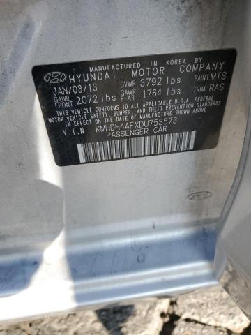 91609995 :رقم المزاد ، KMHDH4AEXDU753573 vin ، 2013 Hyundai Elantra مزاد بيع