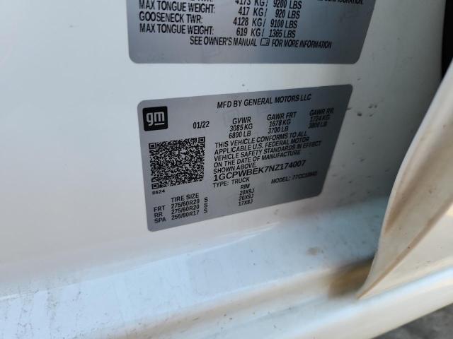 Продаж на аукціоні авто 2022 Chevrolet Silverado, vin: 1GCPWBEK7NZ174007, номер лоту: 93312715