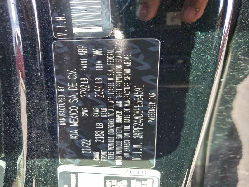 2023 Kia Forte მანქანა იყიდება აუქციონზე, vin: 3KPF24AD8PE564591, აუქციონის ნომერი: 94401315