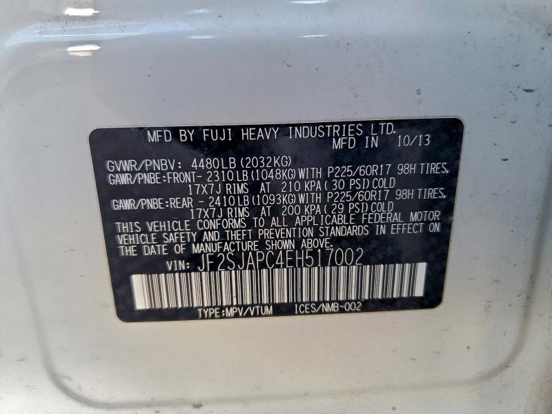 Aukcja sprzedaży 2014 Subaru Forester, vin: JF2SJAPC4EH517002, numer aukcji: 94101805