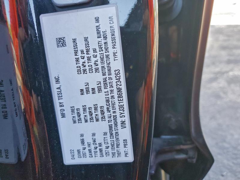 Продаж на аукціоні авто 2022 Tesla Model 3, vin: 5YJ3E1EB6NF234263, номер лоту: 92328865