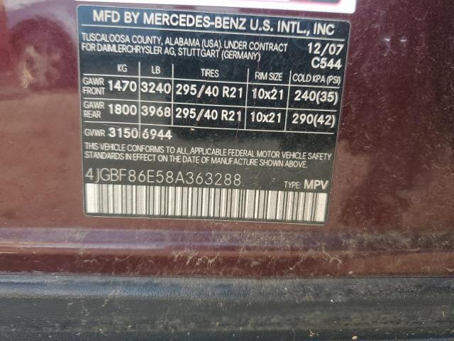 91977485 :رقم المزاد ، 4JGBF86E58A363288 vin ، 2008 Mercedes-benz Gl 550 4ma مزاد بيع