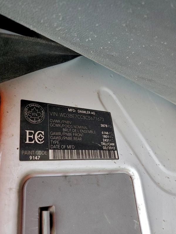 Продажа на аукционе авто 2012 Mercedes-benz Sprinter 2, vin: WD3BE7CC3C5671673, номер лота: 94220955