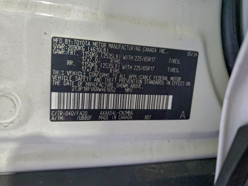 Продаж на аукціоні авто 2024 Toyota Rav4, vin: 2T3P1RFV6RW461652, номер лоту: 94044935