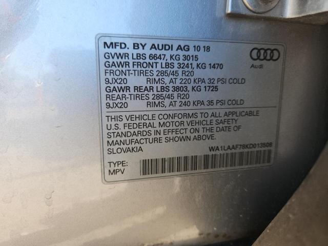 2019 Audi Q7 მანქანა იყიდება აუქციონზე, vin: WA1LAAF78KD013508, აუქციონის ნომერი: 90898945