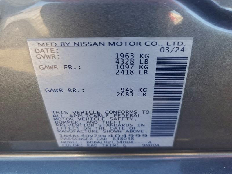Продажа на аукционе авто 2024 Nissan Altima, vin: 1N4BL4DV2RN404999, номер лота: 94392265