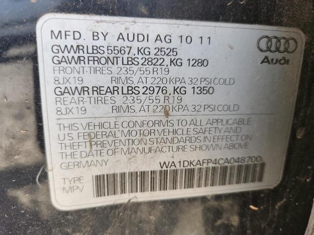92464175 :رقم المزاد ، WA1DKAFP4CA048700 vin ، 2012 Audi Q5 Premium مزاد بيع