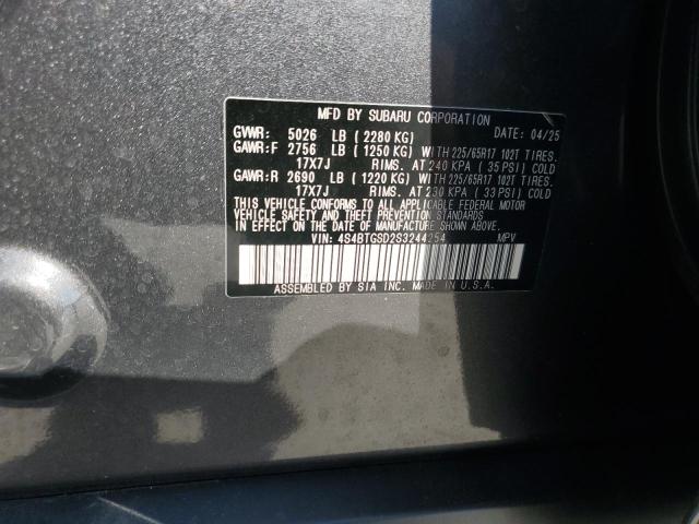 Aukcja sprzedaży 2025 Subaru Outback, vin: 4S4BTGSD2S3244254, numer aukcji: 89904495