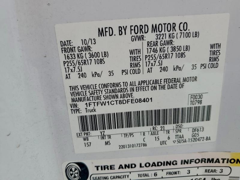 Aukcja sprzedaży 2013 Ford F150, vin: 1FTFW1CT8DFE08401, numer aukcji: 93121515