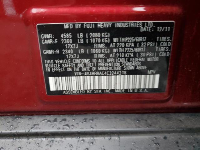 Aukcja sprzedaży 2012 Subaru Outback 2., vin: 4S4BRBAC4C3244218, numer aukcji: 91337925