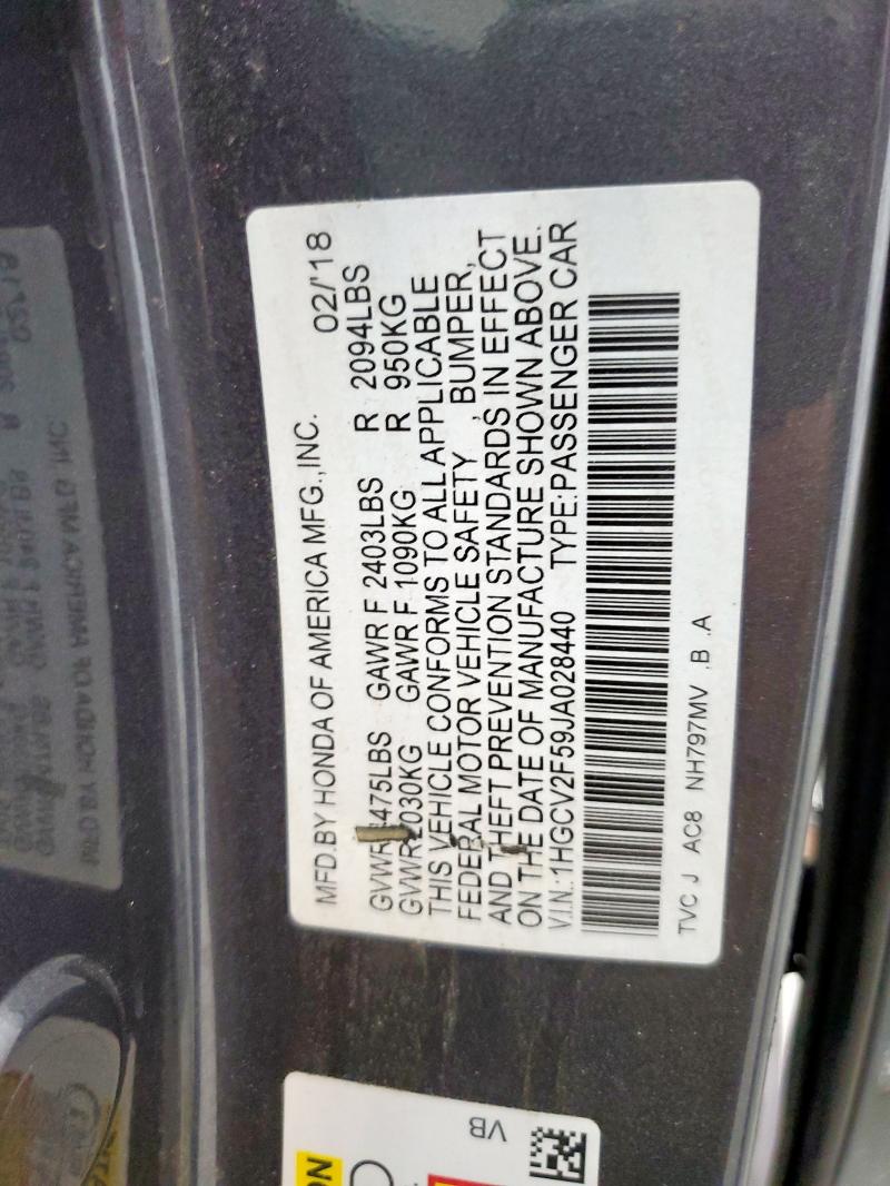 Aukcja sprzedaży 2018 Honda Accord, vin: 1HGCV2F59JA028440, numer aukcji: 90199065