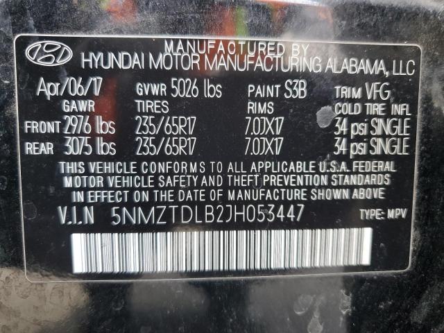 Продаж на аукціоні авто 2018 Hyundai Santa Fe S, vin: 5NMZTDLB2JH053447, номер лоту: 92293055