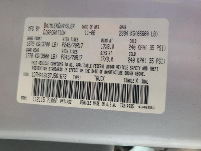 Aukcja sprzedaży 2007 Dodge Ram 1500 S, vin: 1D7HA16K37J561673, numer aukcji: 92272915