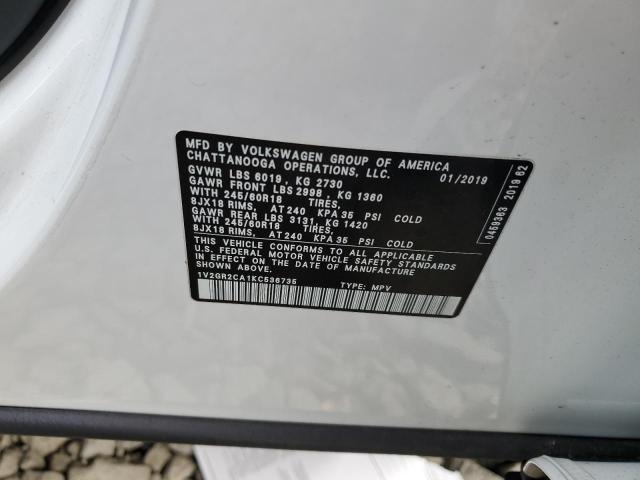 86324715 :رقم المزاد ، 1V2GR2CA1KC536735 vin ، 2019 Volkswagen Atlas S مزاد بيع