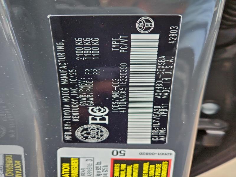 Aukcja sprzedaży 2026 Toyota Camry, vin: 4T1DAACK5TU220390, numer aukcji: 93955165