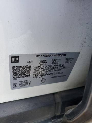 92247395 :رقم المزاد ، 1GNSKRKD6NR155248 vin ، 2022 Chevrolet Tahoe مزاد بيع