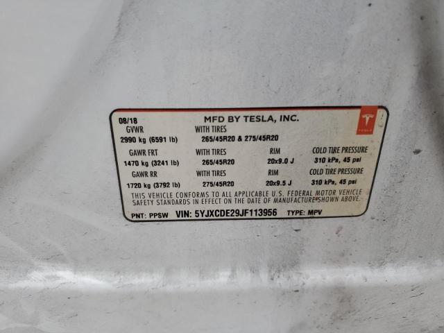 Aukcja sprzedaży 2018 Tesla Model X, vin: 5YJXCDE29JF113956, numer aukcji: 92645045