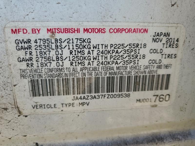 Aukcja sprzedaży 2015 Mitsubishi Outlander, vin: JA4AZ3A37FZ009538, numer aukcji: 94237605