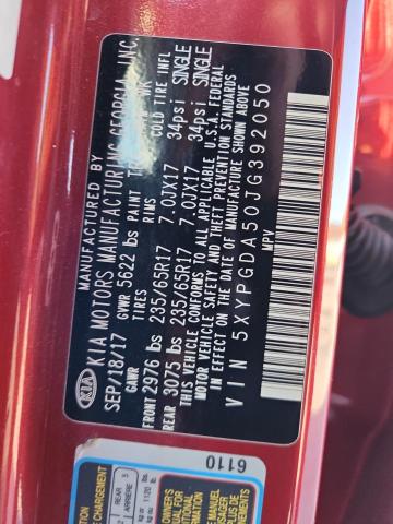 Aukcja sprzedaży 2018 Kia Sorento, vin: 5XYPGDA50JG392050, numer aukcji: 91059135