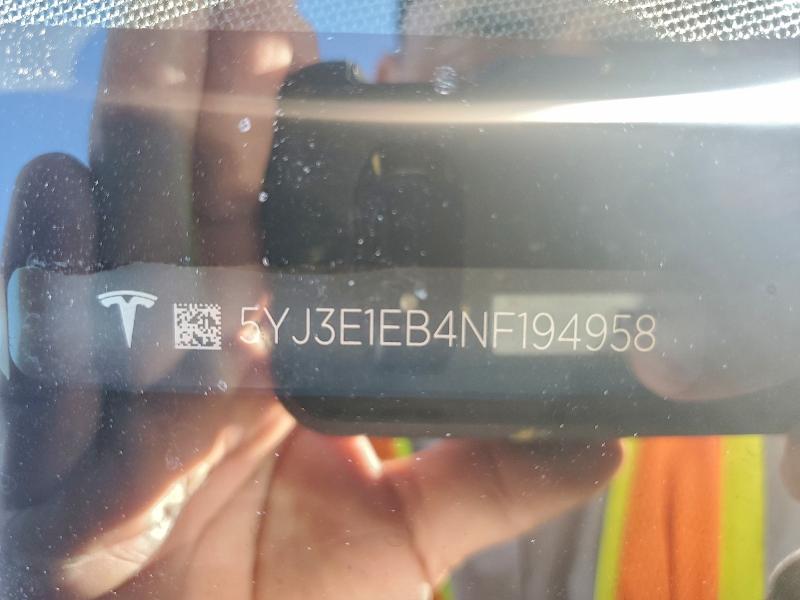 Aukcja sprzedaży 2022 Tesla Model 3, vin: 5YJ3E1EB4NF194958, numer aukcji: 93973115