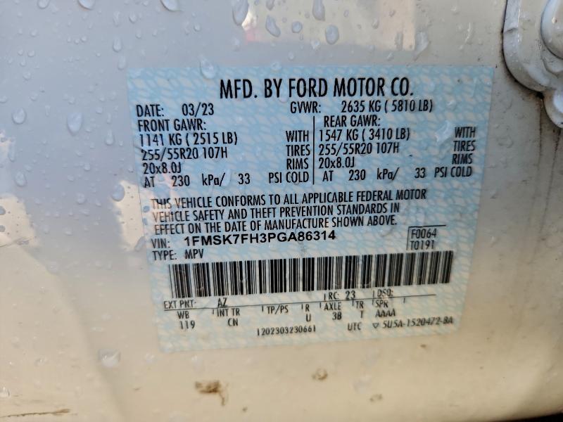 94672815 :رقم المزاد ، 1FMSK7FH3PGA86314 vin ، 2023 Ford Explorer مزاد بيع