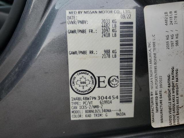 Продажа на аукционе авто 2023 Nissan Altima, vin: 1N4BL4BW7PN304454, номер лота: 92296015