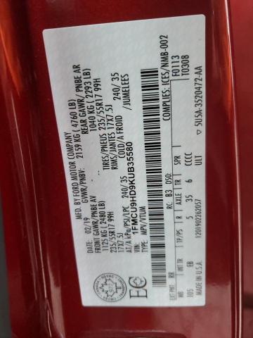 Продажа на аукционе авто 2019 Ford Escape Sel, vin: 1FMCU9HD9KUB35580, номер лота: 92366665