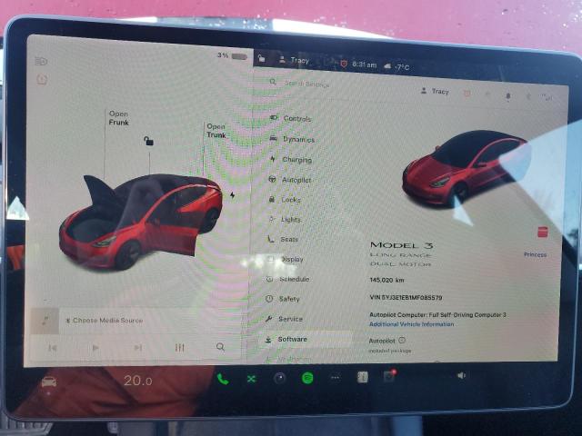 2021 Tesla Model 3 მანქანა იყიდება აუქციონზე, vin: 5YJ3E1EB1MF085579, აუქციონის ნომერი: 92600845