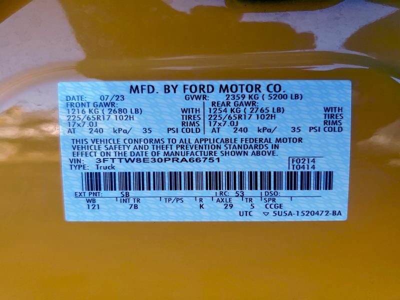 Продажа на аукционе авто 2023 Ford Maverick, vin: 3FTTW8E30PRA66751, номер лота: 94160085