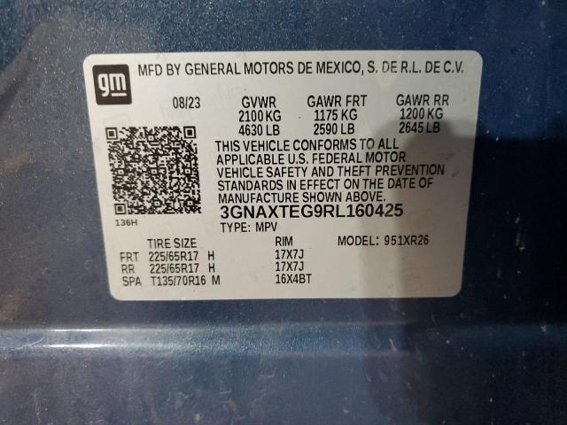 2024 Chevrolet Equinox მანქანა იყიდება აუქციონზე, vin: 3GNAXTEG9RL160425, აუქციონის ნომერი: 92724185