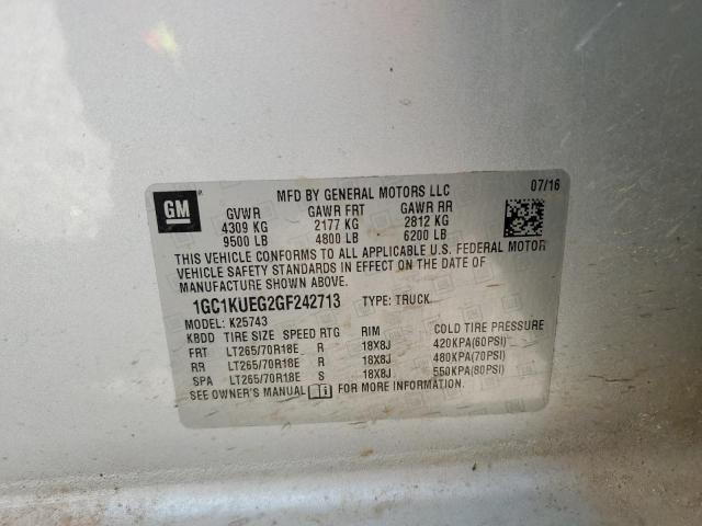 Aukcja sprzedaży 2016 Chevrolet Silverado, vin: 1GC1KUEG2GF242713, numer aukcji: 92900615