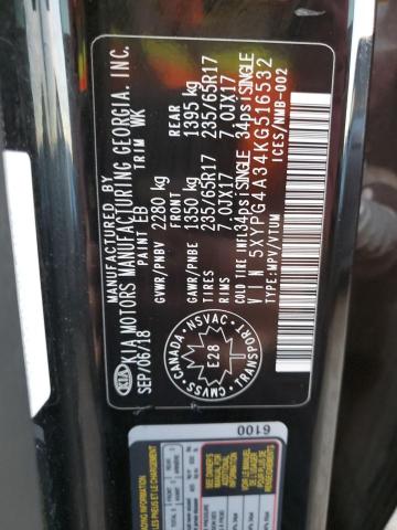 Auction sale of the 2019 Kia Sorento, vin: 5XYPG4A34KG516532, lot number: 86429785