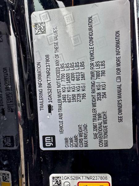 Продаж на аукціоні авто 2022 Gmc Yukon Slt, vin: 1GKS2BKT7NR237808, номер лоту: 95005185