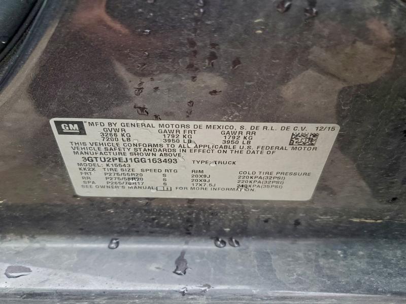 2016 Gmc Sierra მანქანა იყიდება აუქციონზე, vin: 3GTU2PEJ1GG163493, აუქციონის ნომერი: 93749045