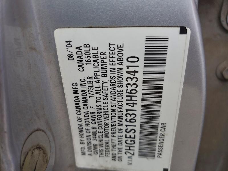 Aukcja sprzedaży 2003 Honda Civic, vin: 2HGES16314H633410, numer aukcji: 94324425