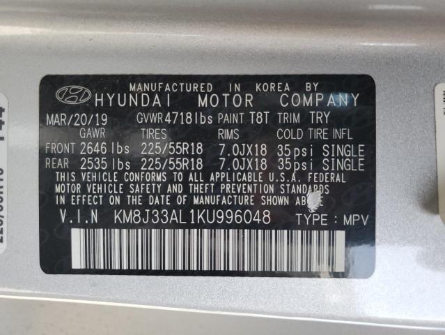 Продажа на аукционе авто 2019 Hyundai Tucson, vin: KM8J33AL1KU996048, номер лота: 92943375