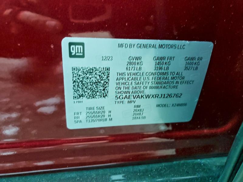 Продажа на аукционе авто 2024 Buick Enclave, vin: 5GAEVAKWXRJ126762, номер лота: 94525475