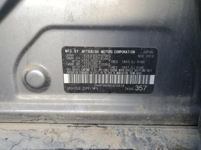 2019 Mitsubishi Outlander Sport მანქანა იყიდება აუქციონზე, vin: JA4AP3AU5KU015618, აუქციონის ნომერი: 92487255